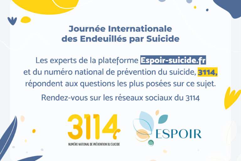 Le 3114 et ESPOIR collaborent à l’occasion de la journée internationale des personnes endeuillées par suicide